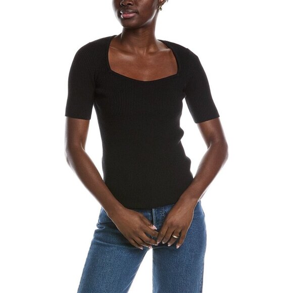 Hugo BOSS womens Rib Sweater Top, l, Black Size L MSRP $148 - Picture 1 of 3
